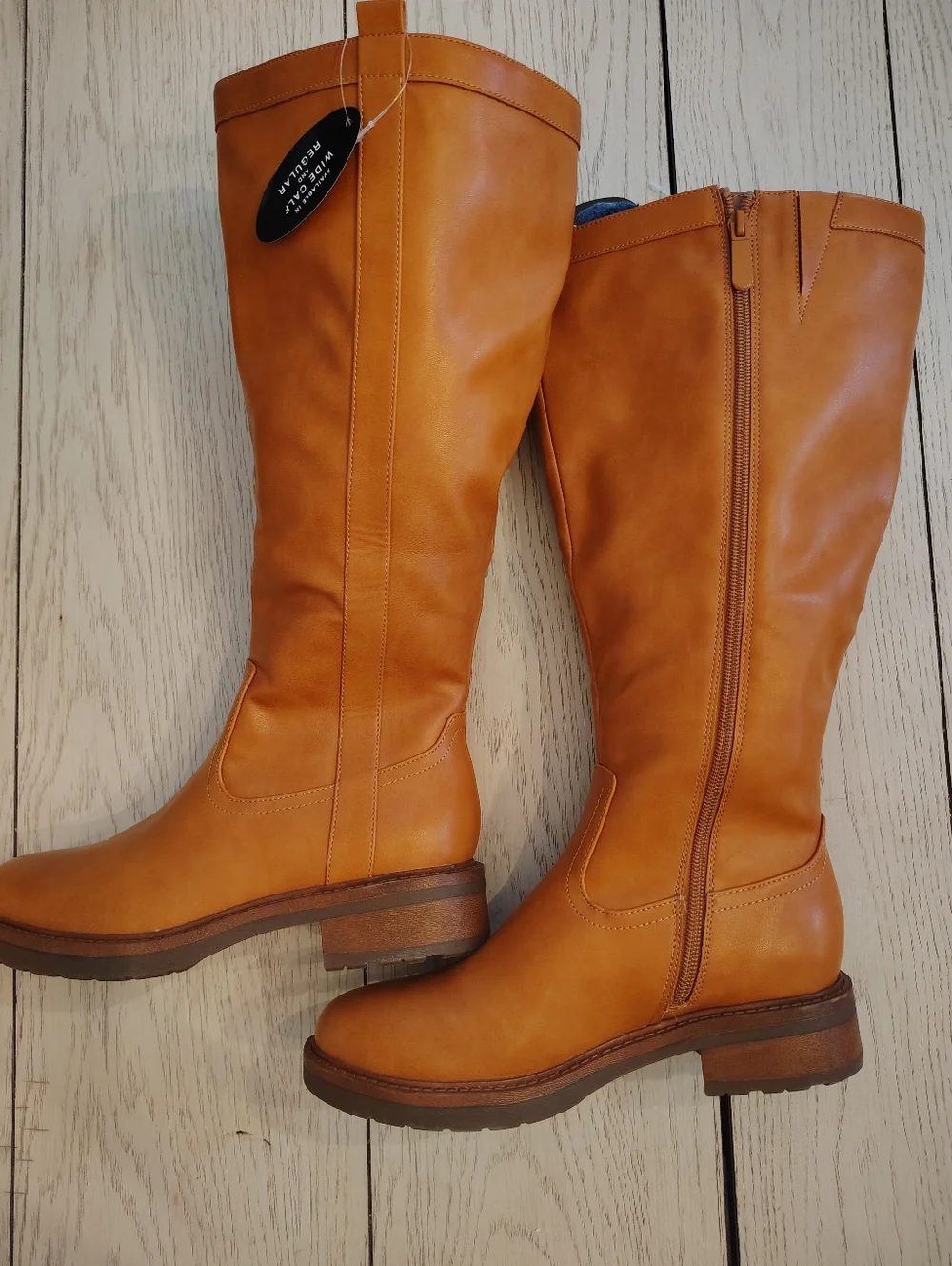 Style & Co Terryy Wide Calf Riding Boots Sweet‎ Maple Tan Size 6.5 NWT $100